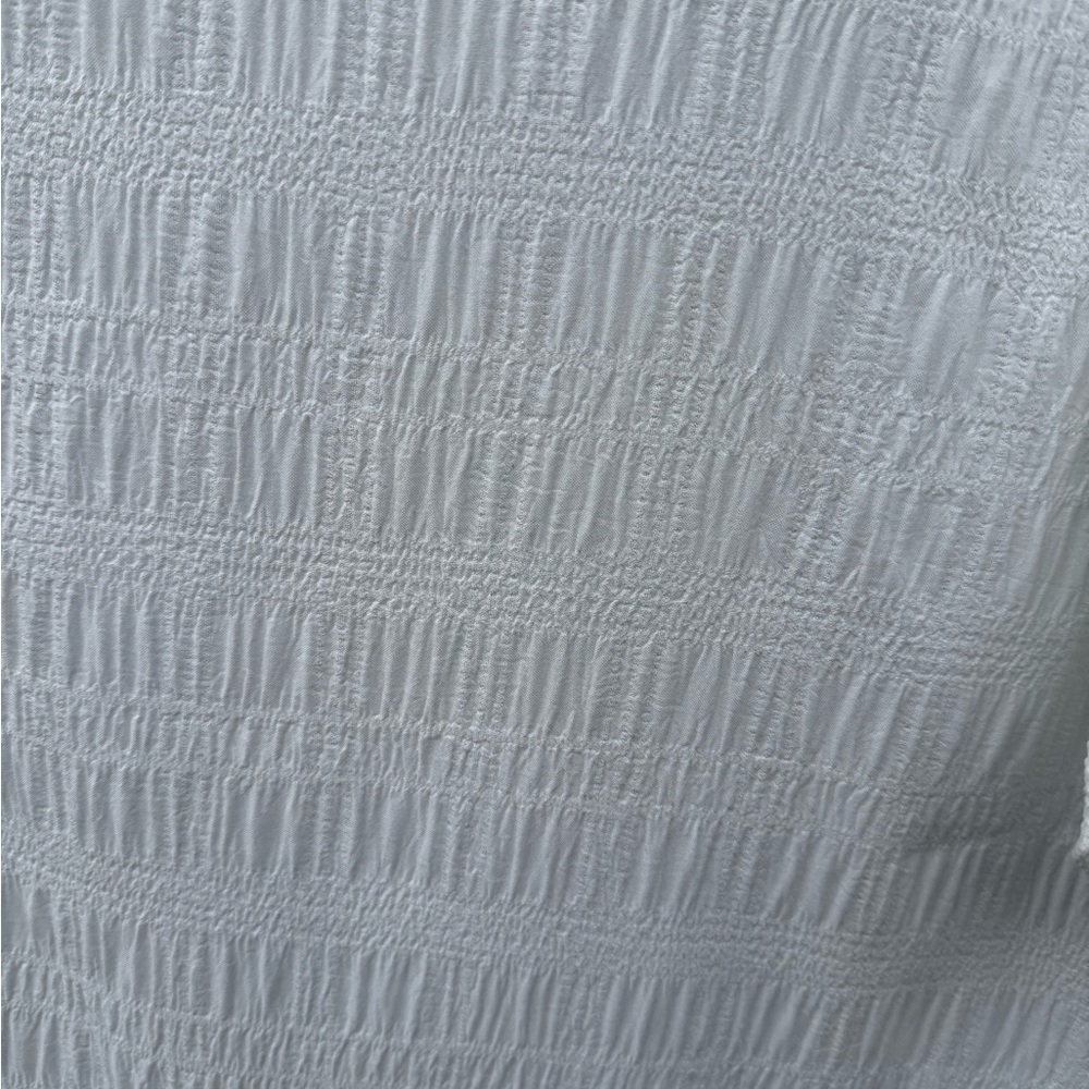 White Textured Ruffle Blouse, Size Large - Picture 2 of 3